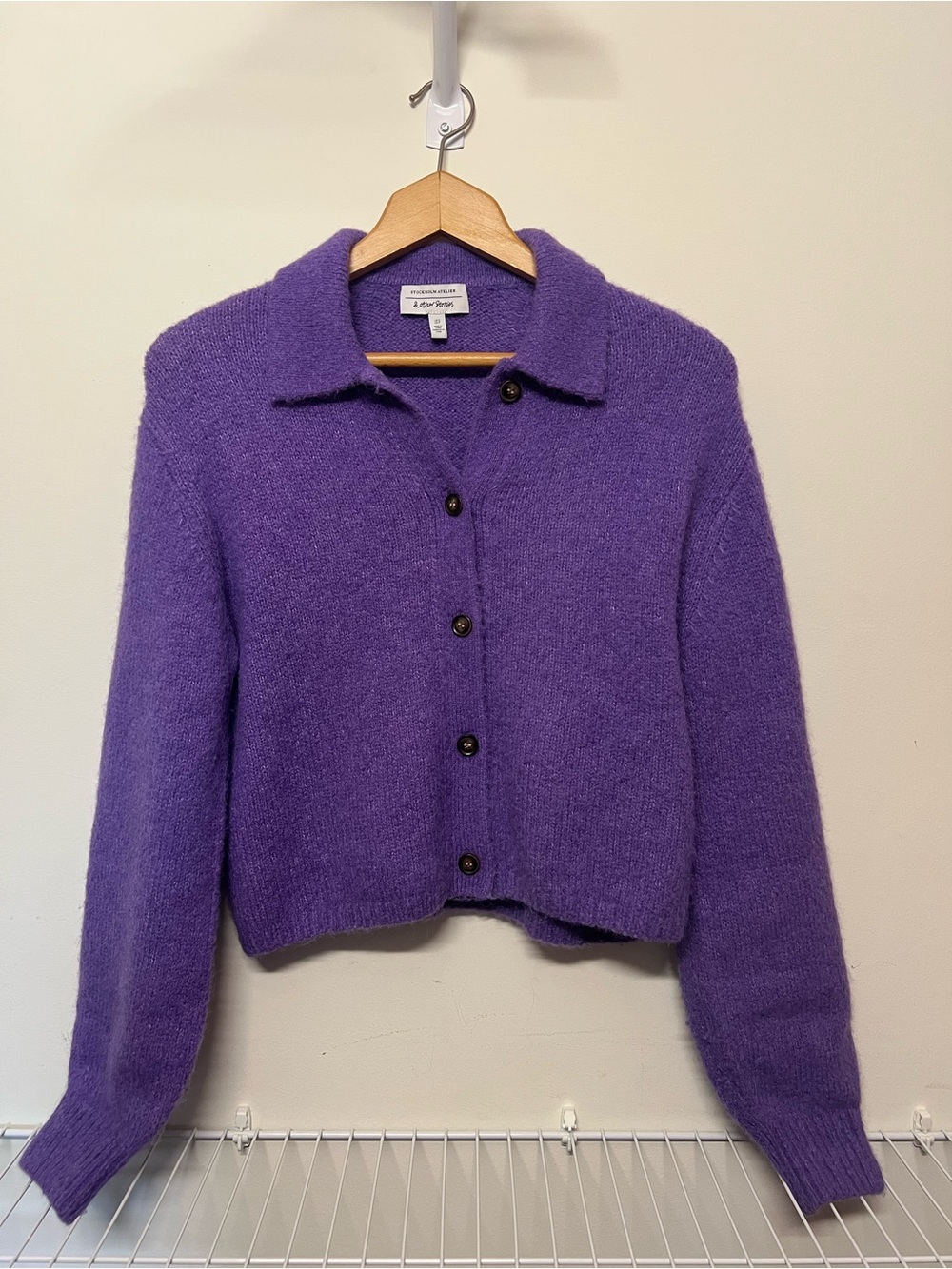 And Other Stories Plush Button-Front Cardigan in Purple